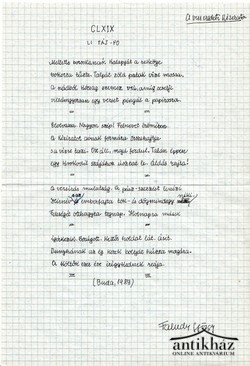 Kéziratok, aprónyomtatványok, fotók / Faludy György Li Táj-Po versének kézirata