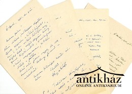 Kéziratok, aprónyomtatványok, fotók / Féja Géza (1900-1978,  író, újságíró, szerkesztő) autográf levelei  "Kedves Ferim!" megszólítással.