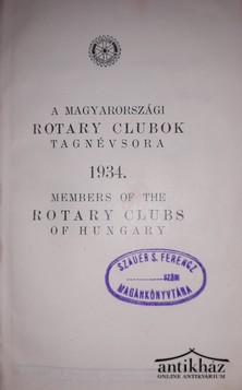 Könyv: A magyarországi Rotary Clubok tagnévsora 1934.