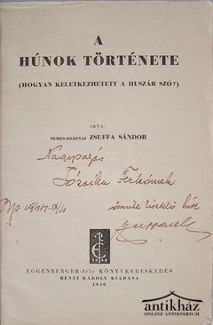 Zsuffa Sándor (Nemes-Dedinai)  -  A húnok története
