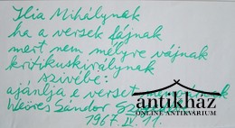 KÉZIRAT  -  Weöres Sándor  alkalmi, tréfás verse Ilia Mihálynak.