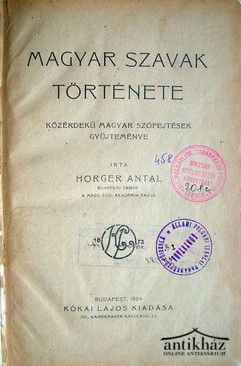  Horger Antal  - Magyar szavak története