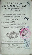 Eisenpeitl, Matthaeum R.P.  -  Synopsis Grammatica linguae graecae,