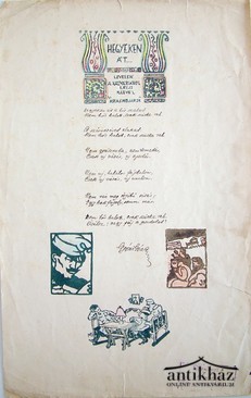 KÉZIRAT / Gyóni Géza  -  " Hegyeken át..." c. versének tintával írt, aláírt kézirata Krasznojárszkból.