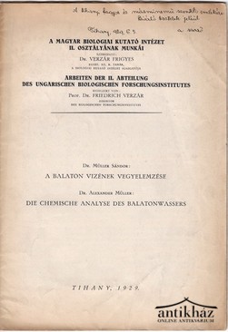 Balaton / Müller Sándor, dr. - A Balaton vizének vegyelemzése