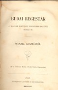 Wenzel Gusztáv - Budai regesták