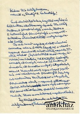 Kéziratok, aprónyomtatványok, fotók / Kós Károly levél, 74. IV. 2.